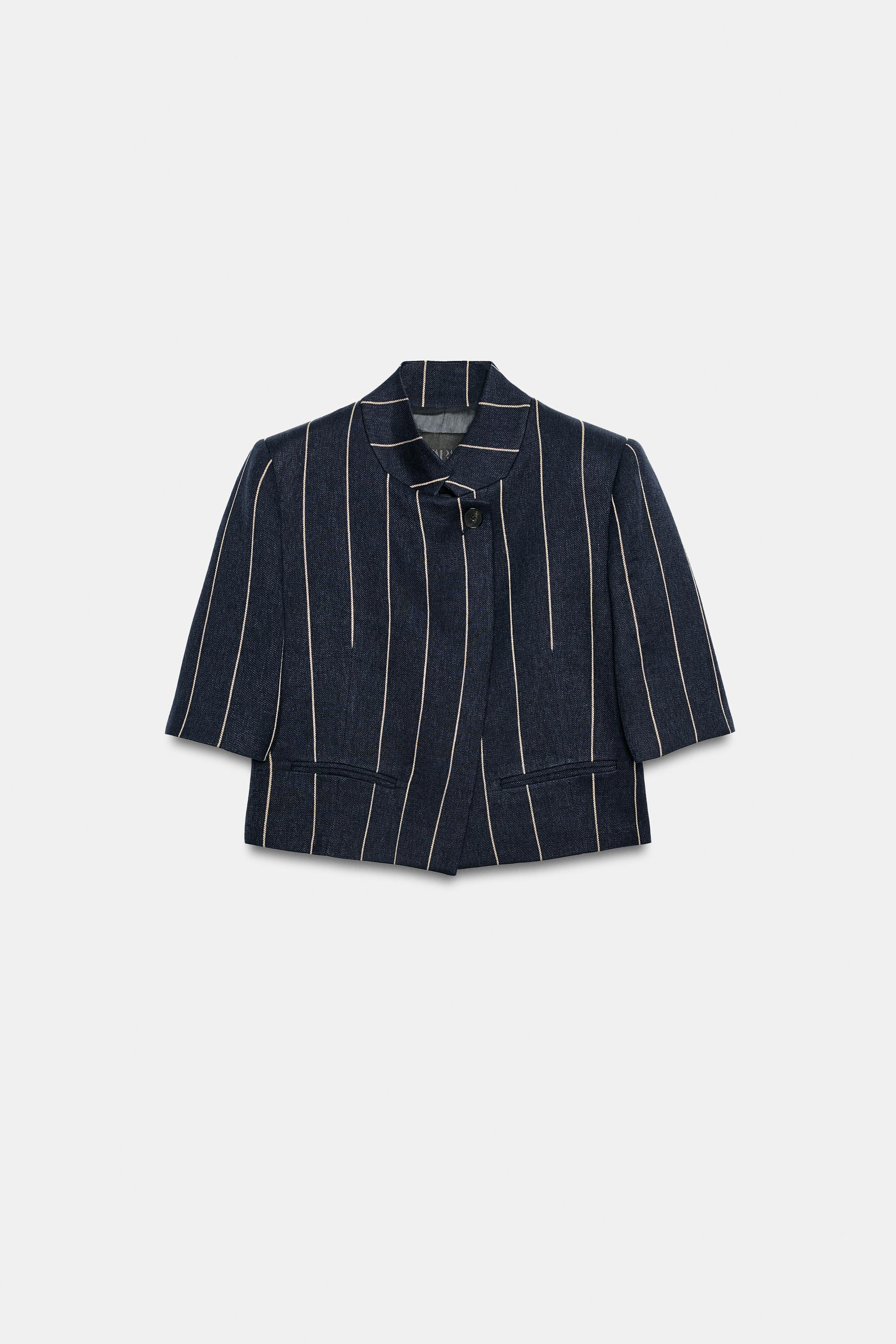 STRIPED LINEN BLEND JACKET ZW COLLECTION